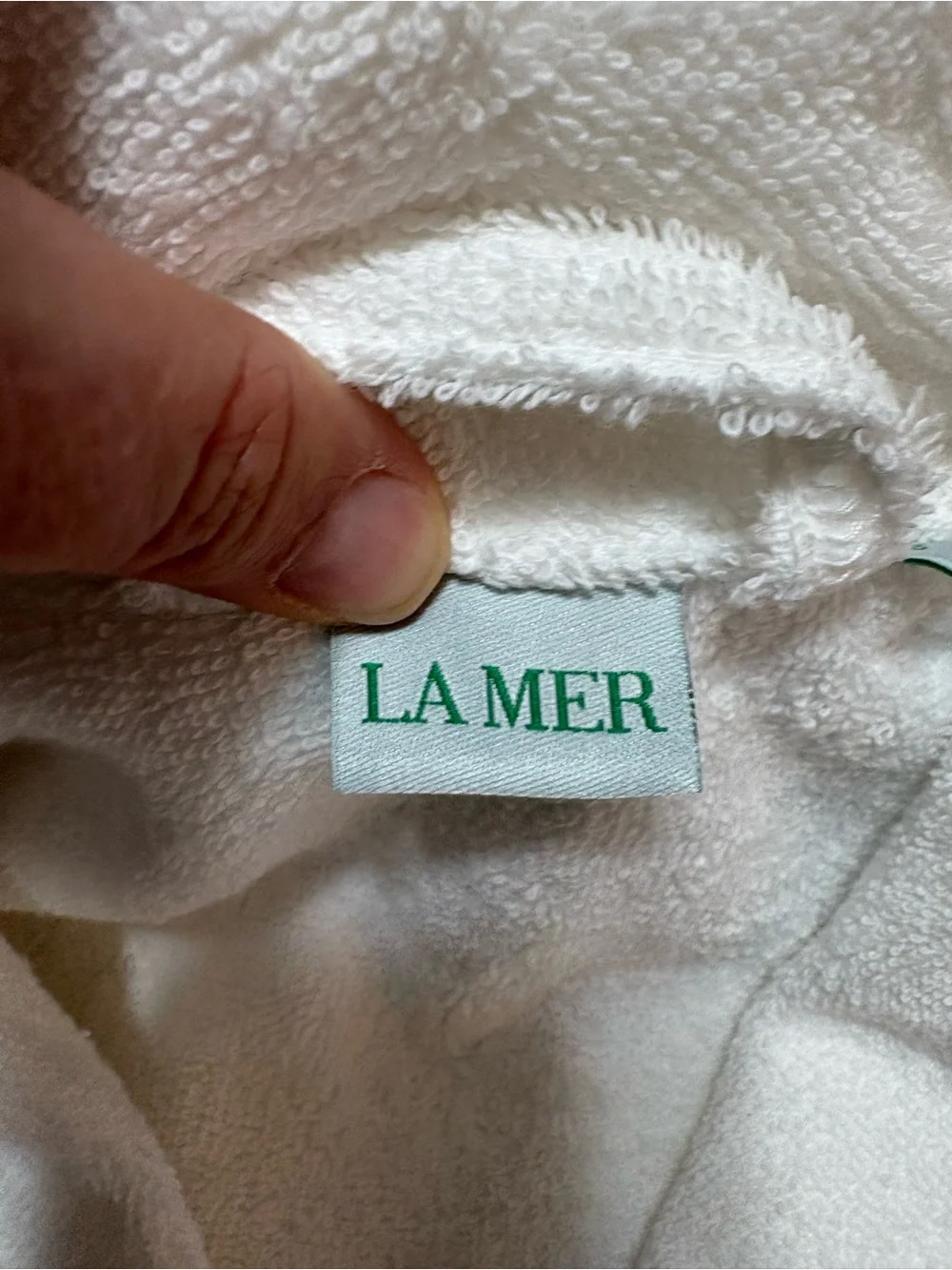 La Mer LUXURY Terry Bathrobe Plush WHITE Robe XL Women men unisex Green logo - Picture 4 of 6